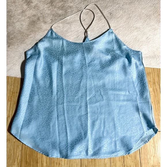 Victoria's‎ Secret Breaker Satin Racerback Cami Top Blue Cheetah Size M Babydoll - Picture 5 of 7